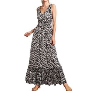 NWT Anthropologie Dress Plenty By Tracy Reece Maxi Black Print Marcia Stretch